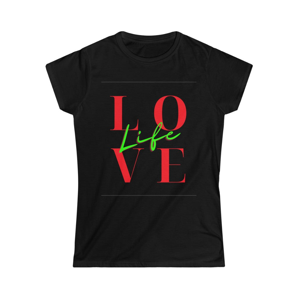 Women's Stylish Love Life Red Letters Tee